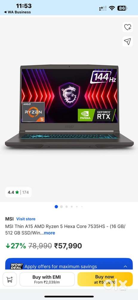 5 Units Available Only - MSI Gaming Laptop Brand New