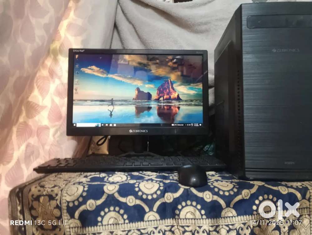 Zebronics CPU, zebster monitor,and keyboard, mouse