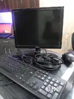 Computer PC with led monotor, keyboard, mouse cables