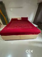 Wooden Double Bed (2 Single Beds) with Storage + Mattress | 75.5 x 74