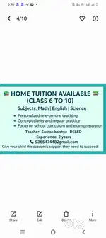 Home tution classes 2025 5 years teaching experience