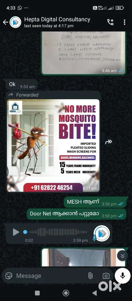 Mosquito net for doors, windows, balconies : pleated sliding and all