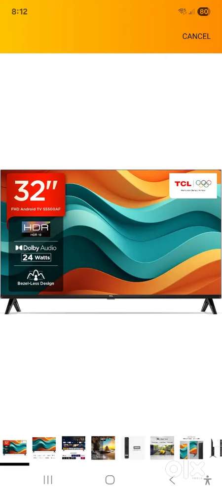 TCL 32 android tv under warrinty till jan 2027 for 10k