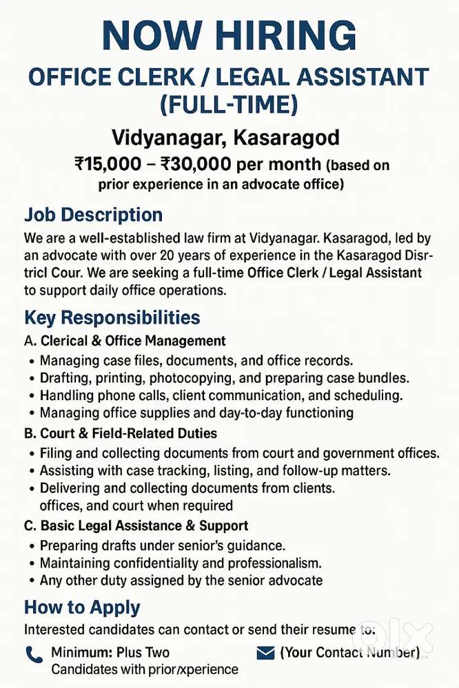 Office Clerk / Legal Assistant (Full-Time)
