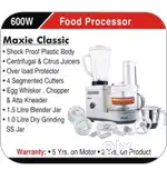 Inalsa Maxie Classic 600 -Watt Food Processor (White)