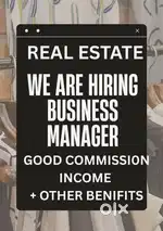 Real estate bussiness manager wanted on commission Basis