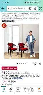 2 Red cushioned chair 6 months old for 2000 in JP Nagar