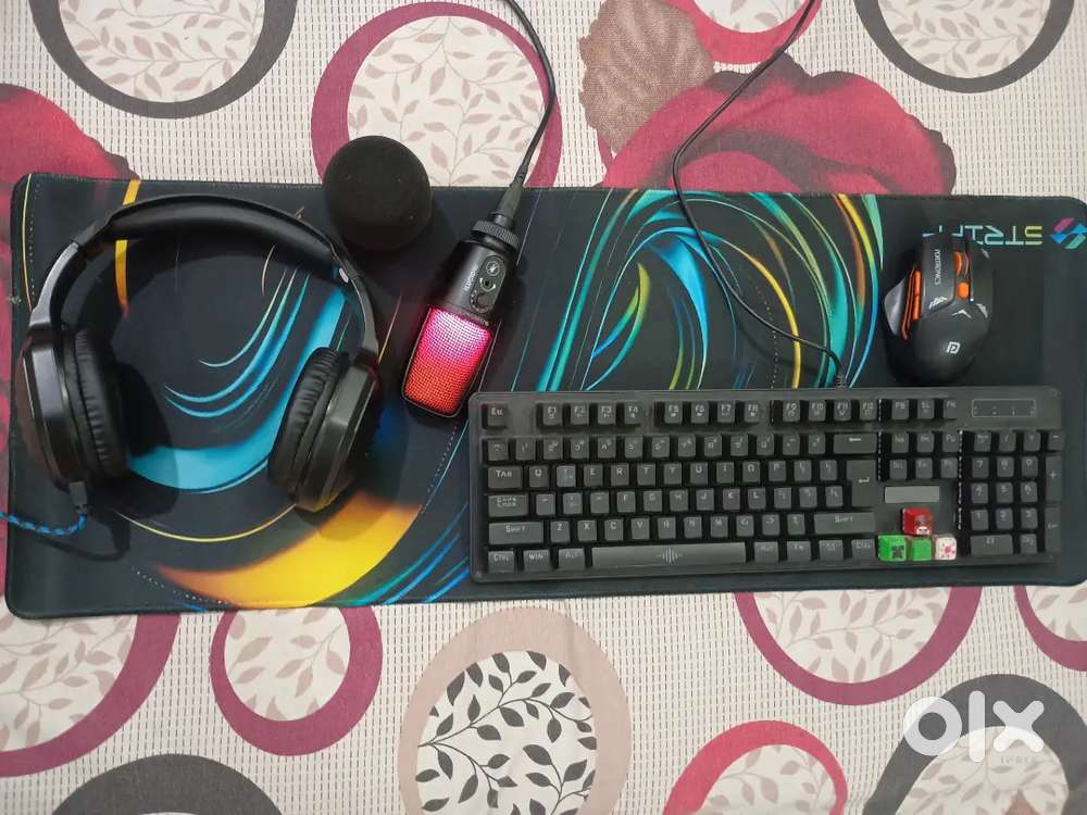 Gaming (wireless mouse,RGB machanical keyboard,RGB mic,RGB headphone)
