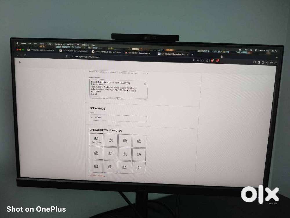 21 inch Acer monitor