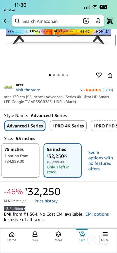 Acer 139 cm (55inches)  led