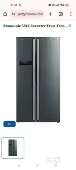Panasonic side by side 584 litre refrigerator