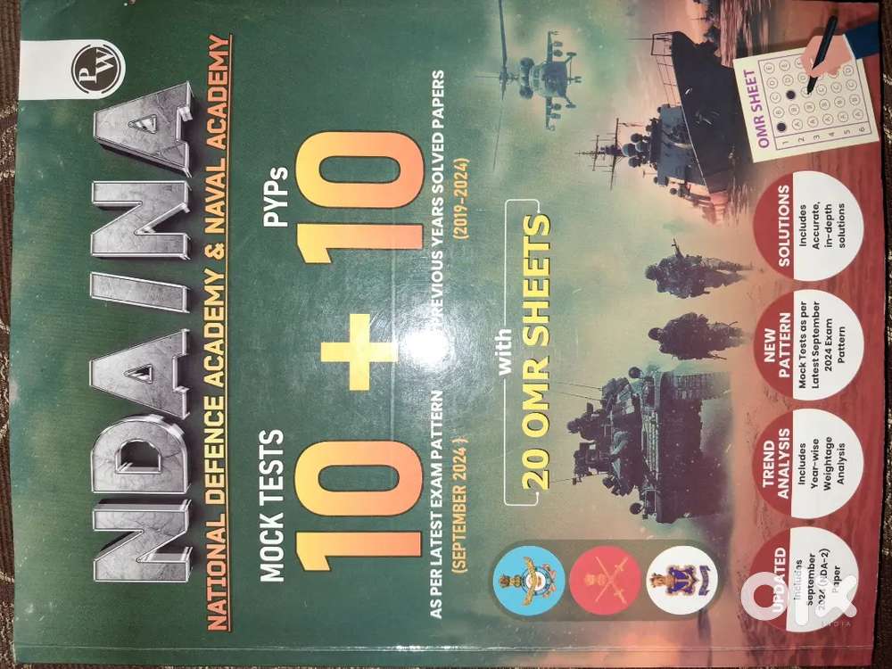 Nda 10 mock and 10 previous years Question paper book ( MATHS + GAT )