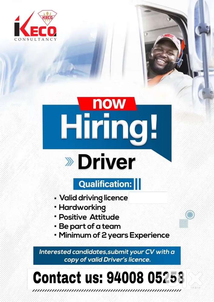 Driver job, Catering Company In Chanthavilla Kinfra  IT Park