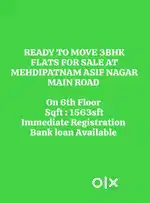Ready to move 3bhk flats for sale at Mehdipatnam Asif nagar Main Road