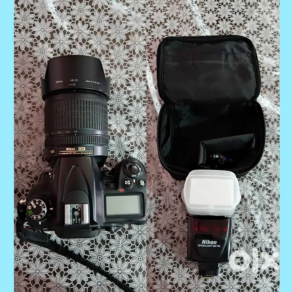 Nikon D700 camara with lens and flash