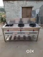 stainless steel 3-burner (Chinese) stove working condition For Sale