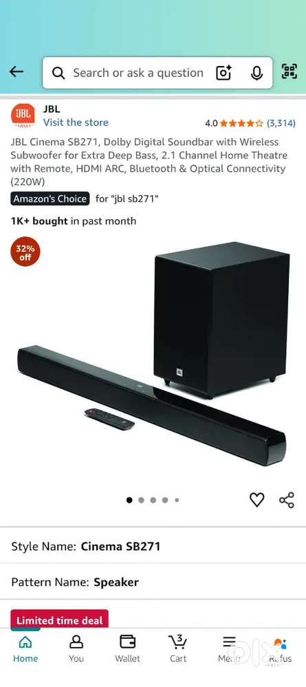 Brand new JBL Cinema SB271 Soundbar