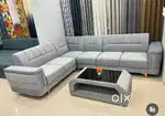 L shape sofa and designing handle with golden paiping with golden leg