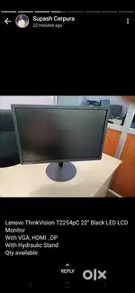 Lenovo T2254pc with htmi port 22 led monitor bulk avil 4000 rs