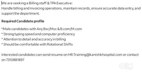 Billing Executive & TPA Executive