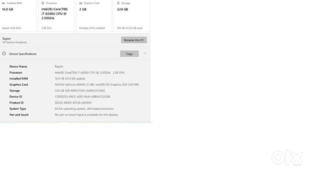 HP Pavillion Notebook(16GB RAM)