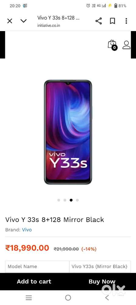 Vivo y33s , excellent condition, with laminated phone
