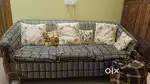 3+1+1 Seater Wooden Sofa Set with Cover – Good Condition