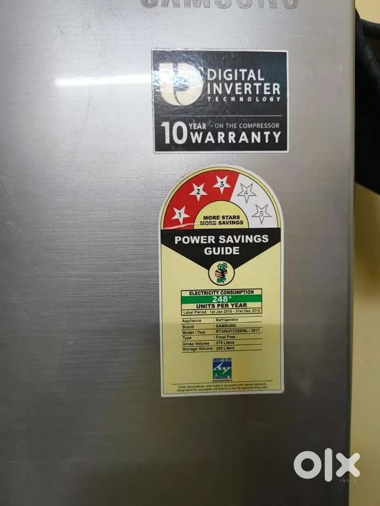 Samsung double door refrigerator 275 litre