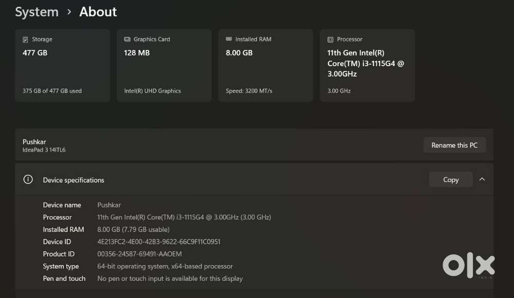 Lenovo IdeaPad i3 11th Gen for sale