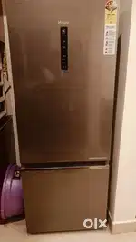 Haier 325 litres double door, solid teak wood bed and almirah for sale
