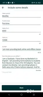 I am tutor providing both online and offline classes.
