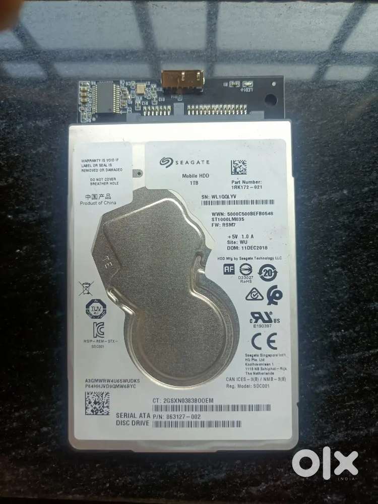 1 TB Hard Disk. Running Condition