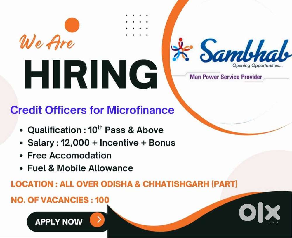 Credit Officer For Microfinance Bhubaneswar and all over odisha