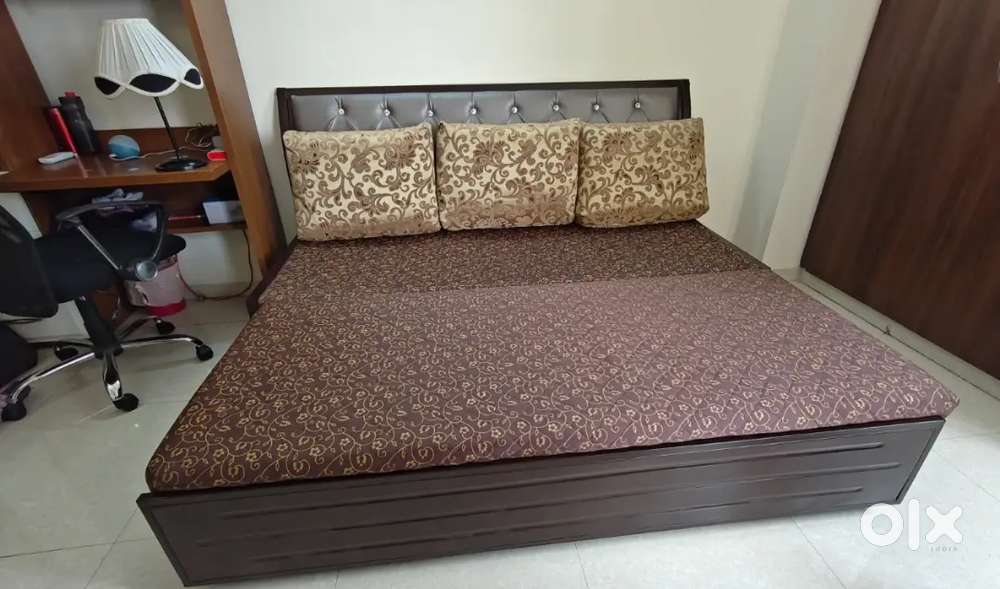 Sofa cum bed with mattress, storage & 3 big cushions