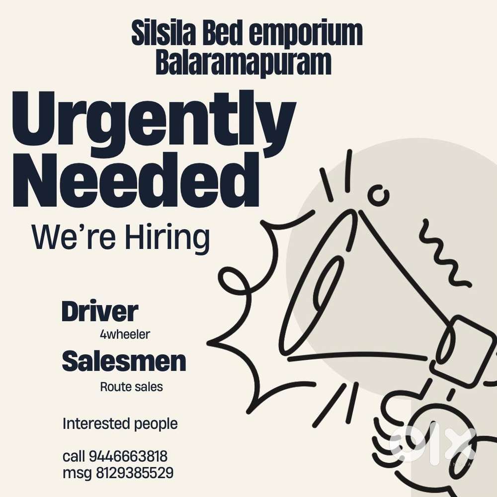 Urgently needed 4 wheel driver and salesman