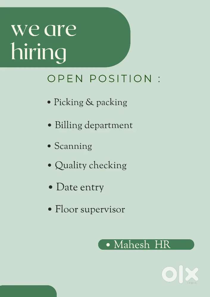 WE ARE HIRING FOR EXECUTIVE SUPERVISOR FOR WAREHOUSE AND HUBS