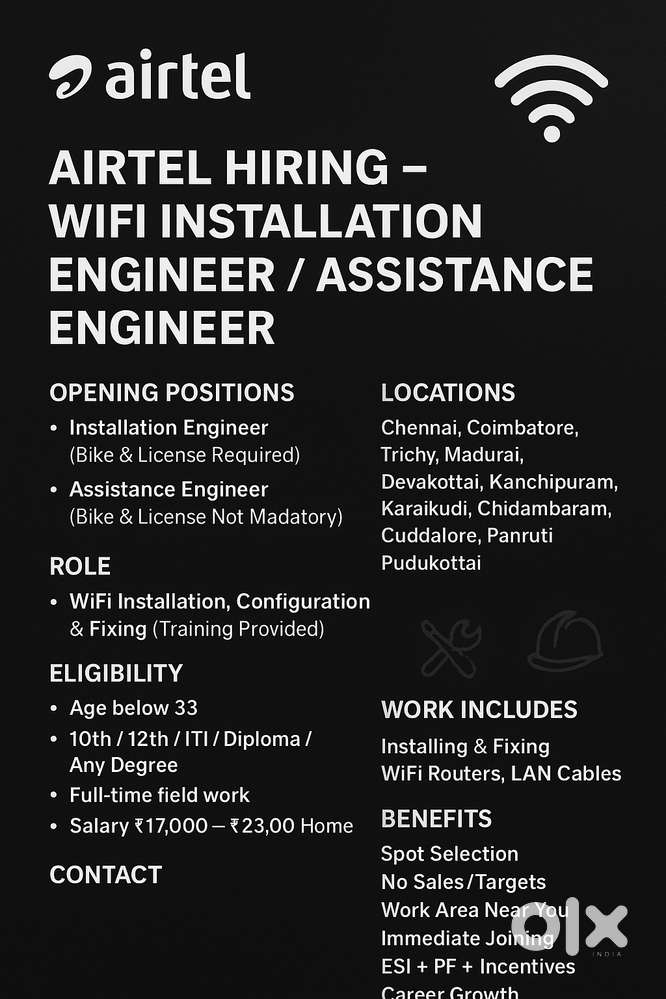We’re Hiring – WiFi Service Executives! 10th , 12th , any degree