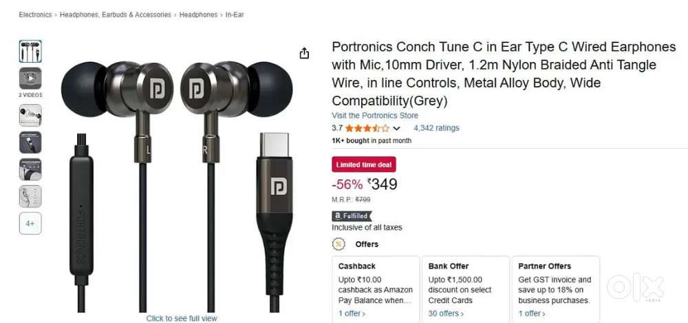 Portronics Head phone new piece without use