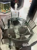 Dining Table with Glass Top - 4 seater