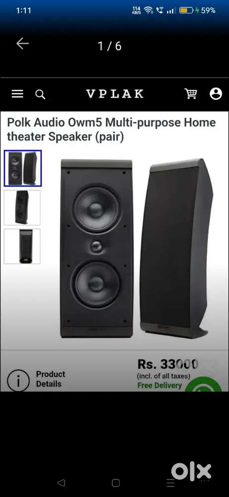 Polk audio owm5 book speakers Each speaker 150 watts 8 ohms Rs 25,000.