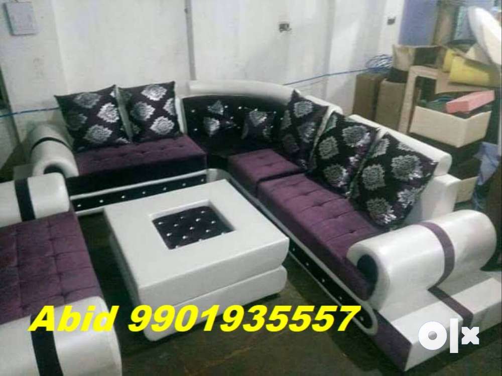 top quality fabric corner l shape sofa set 3 year warranty aj 187