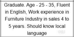 Sales Girl for Furniture Store