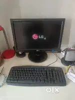 Desktop with keyboard , CPU and monitor