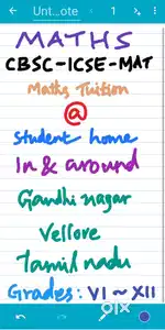 Maths tuition @ student home, Gandhi nagar, Vellore, TN