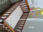 Babyhug Montana Wooden Cot Cum Rocker with Mosquito Net