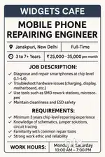 NEED A MOBILE PHONE L4 REPAIRING ENGINEER & TECNICIAN