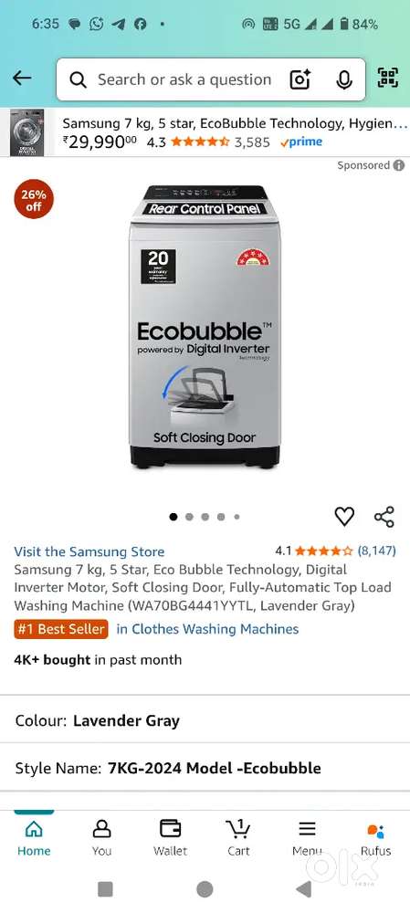 Samsung 7Kg washing machine