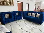 Premium Royal Blue Velvet Sofa Set – 1 Year Old, Excellent Condition