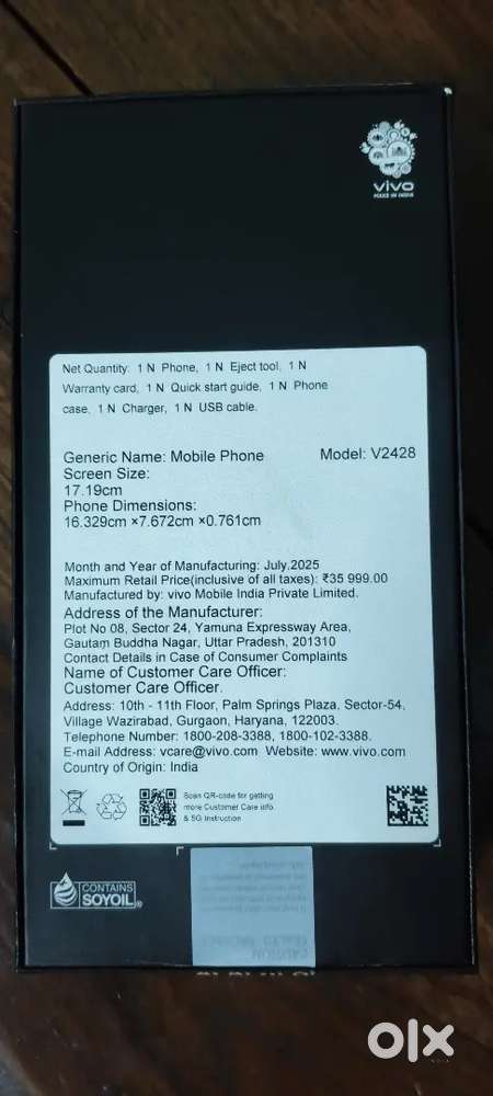 Vivo v50e new mobile with bill date.30/09/25