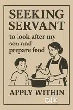 Need Helper for looking after child and cooking